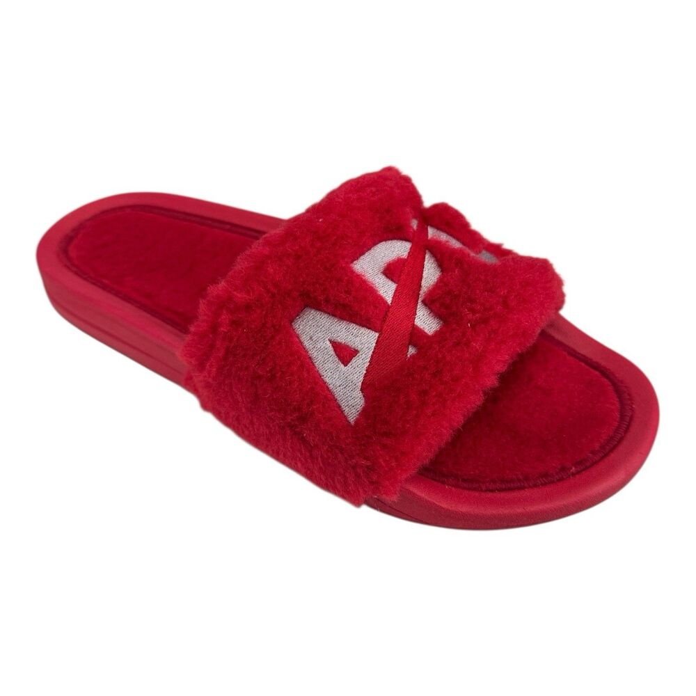 APL Women’s Shearling Furry Slide Sandals in Red/Silver Size 10 - Picture 2 of 6